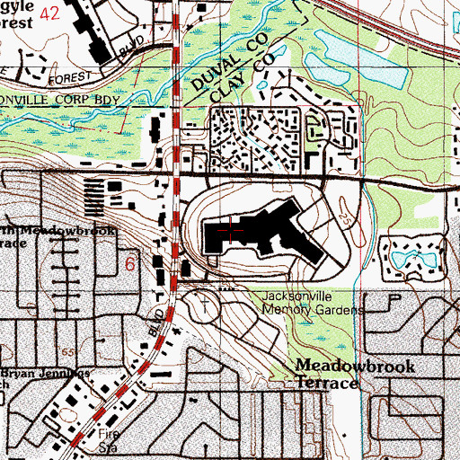 Topographic Map of Orange Park Mall Post Office, FL