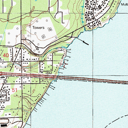 Topographic Map of Rudder Club of Jacksonville Marina, FL