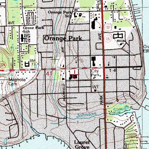 Topographic Map of Celebration Church of Jacksonville and Orange Park, FL