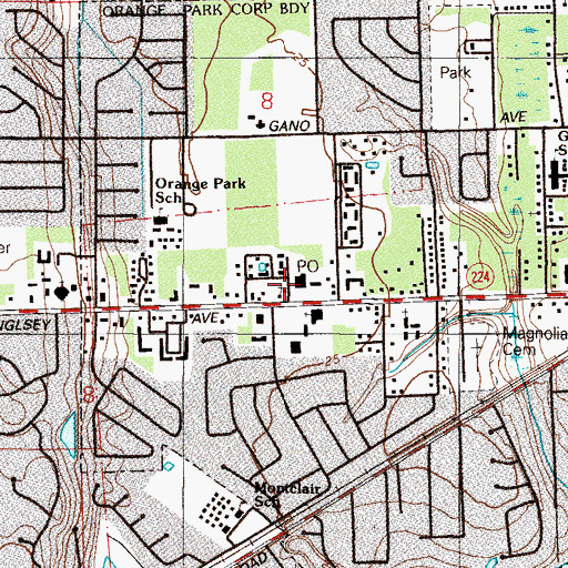 Topographic Map of Orange Park Church of Christ, FL