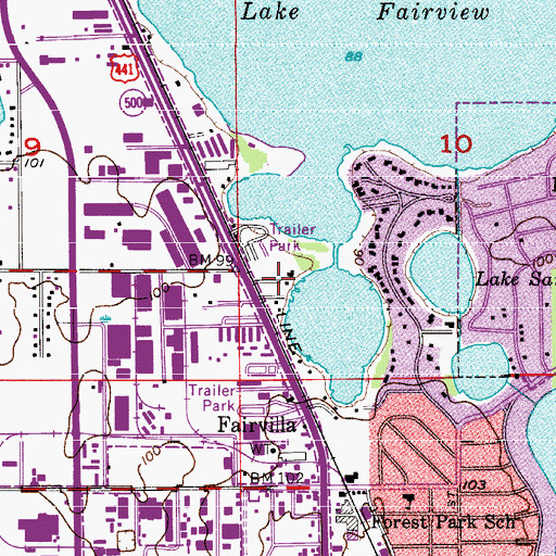 Topographic Map of Cozy Cove Mobile Home Park, FL