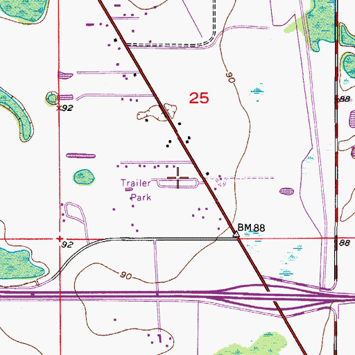 Topographic Map of Golden Acres Trailer Park, FL