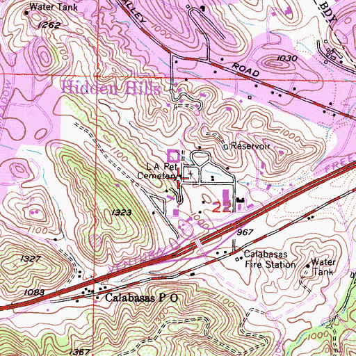 Topographic Map of Los Angeles Pet Cemetery, CA