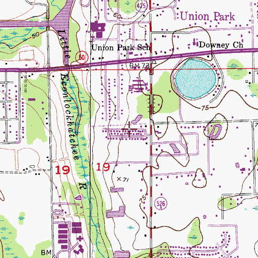 Topographic Map of Lake Downey Mobile Home Park, FL