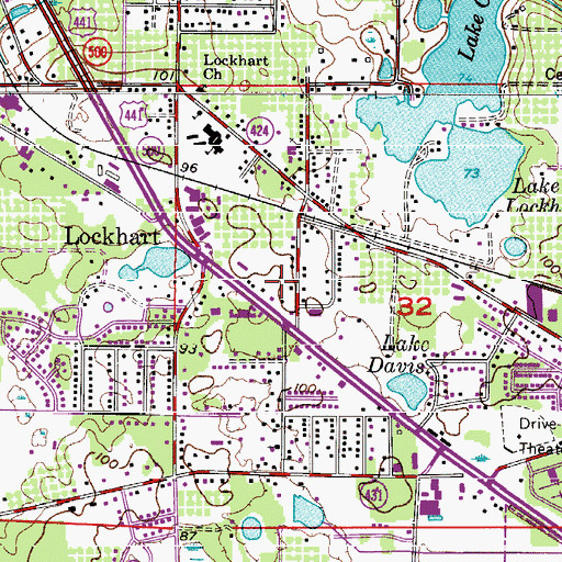 Topographic Map of Lockhart Mobile Home Park, FL