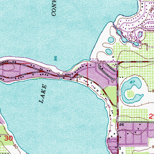 Topographic Map of South Lake Conway Villa, FL