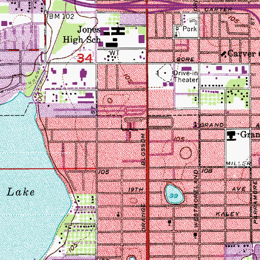 Topographic Map of Grand Avenue Trailer Park, FL
