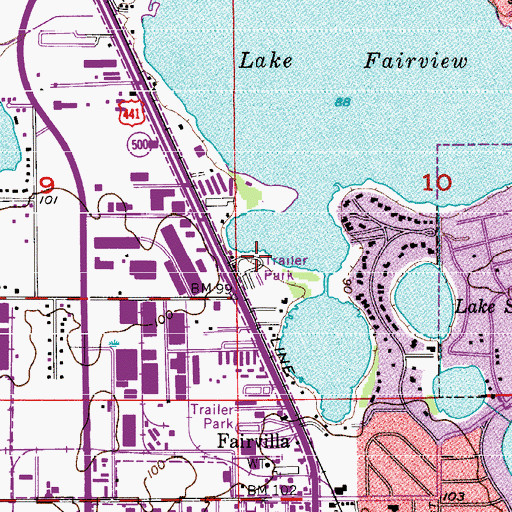 Topographic Map of Lake Shore Village Mobile Home Park, FL
