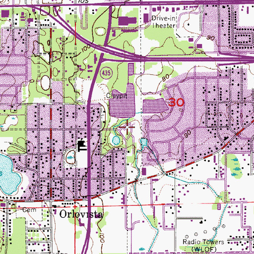 Topographic Map of Oak Crest Mobile Park, FL