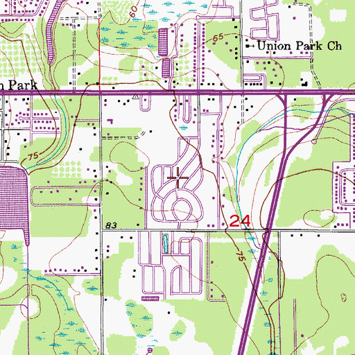 Topographic Map of Shadow Hills Mobile Home Park, FL