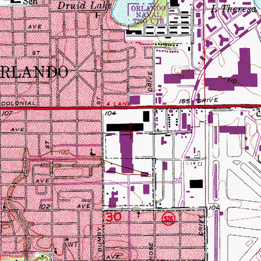 Topographic Map of Colonial Plaza Market, FL