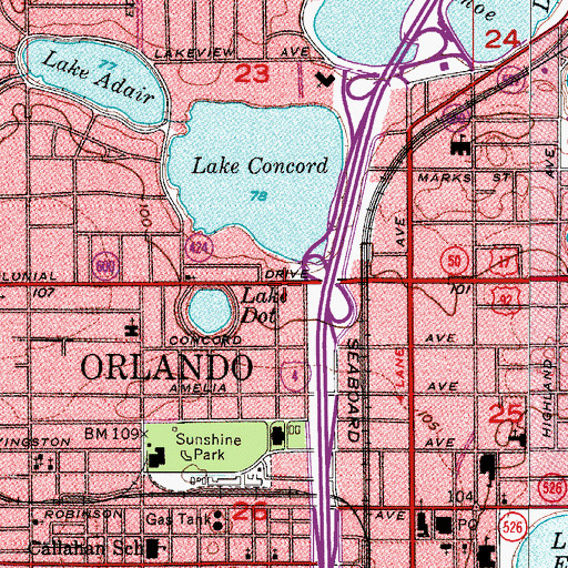 Topographic Map of Orlando Plaza, FL