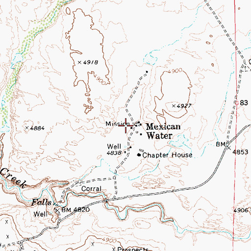 Topographic Map of Mexican Water, AZ