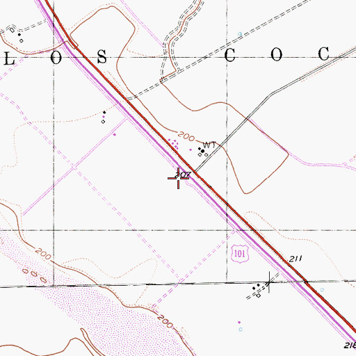 Topographic Map of Los Coches, CA