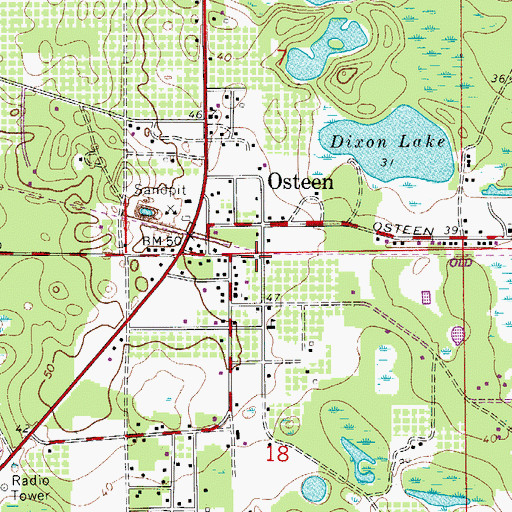 Topographic Map of Osteen Post Office, FL