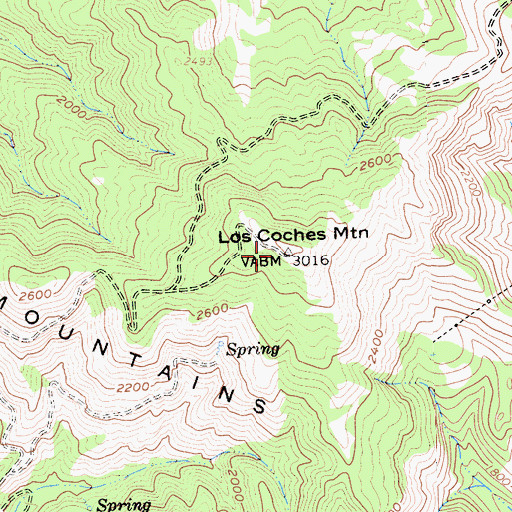 Topographic Map of Los Coches Mountain, CA