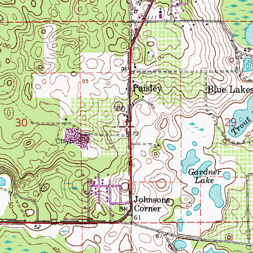 Topographic Map of Lake County Public Library System Paisley Branch Library, FL