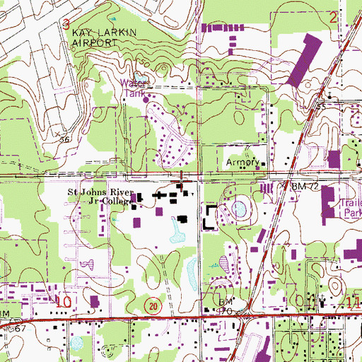 Topographic Map of Saint Johns River Community College Palatka  Campus Administration Building, FL