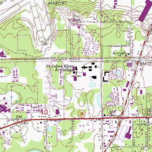 Topographic Map of Saint Johns River Community College Palatka Campus Florida School of the Arts, FL