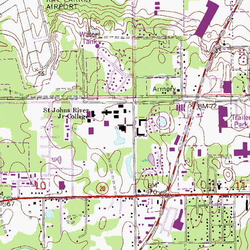 Topographic Map of Saint Johns River Community College Palatka Campus Gym, FL