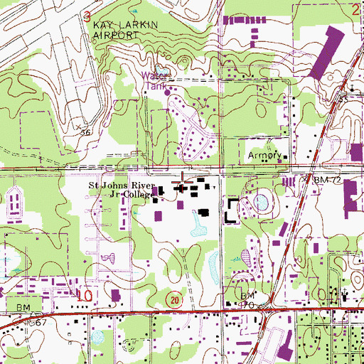 Topographic Map of Saint Johns River Community College Palatka Campus Viking Center, FL