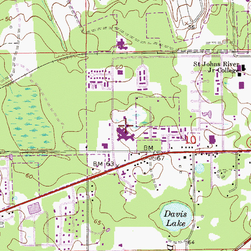 Topographic Map of Columbia Putnam Community Hospital Heliport, FL