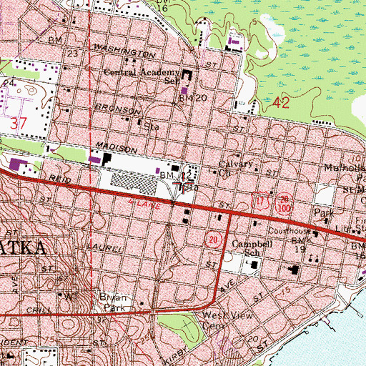 Topographic Map of Palatka Amtrak Station, FL