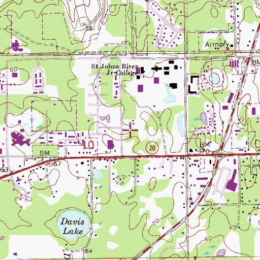 Topographic Map of Putnam County Library System Palatka Library, FL