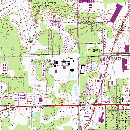 Topographic Map of Saint Johns River Community College Palatka Campus B C Pearce Library Resource Center, FL