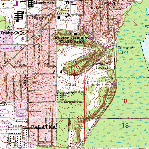 Topographic Map of Riverbend Golf Course, FL