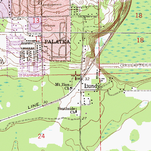Topographic Map of Ezra's Landing Mobile Home Park, FL
