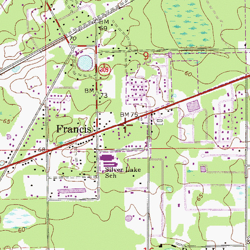 Topographic Map of Oaks Landing Mobile Home Park, FL