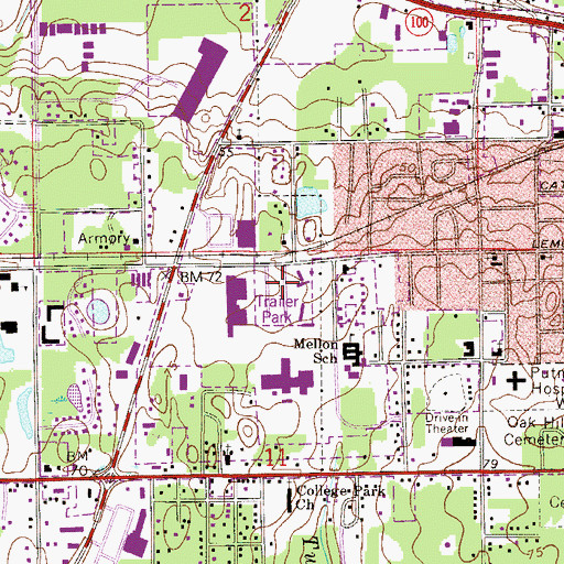 Topographic Map of Alhambra Mobile Home Community, FL