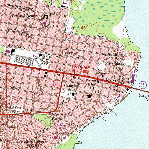 Topographic Map of Bethel African Methodist Episcopal Church, FL