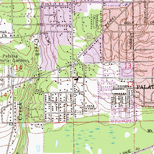 Topographic Map of Calvary Baptist Church, FL