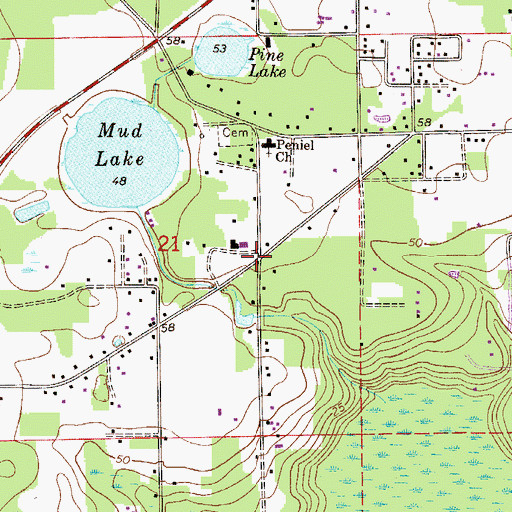 Topographic Map of Church of Christ of Westside, FL