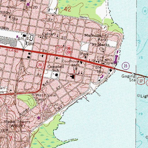 Topographic Map of First Baptist Church, FL