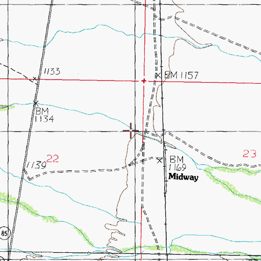 Topographic Map of Midway, AZ