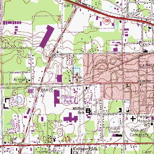 Topographic Map of Kingdom Hall of Jehovahs Witnesses, FL