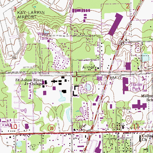 Topographic Map of Mount Tabor First Baptist Church, FL