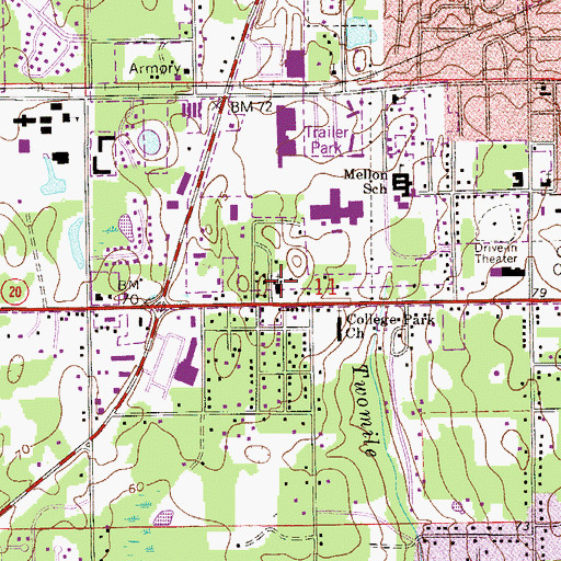 Topographic Map of Palatka Church of God, FL