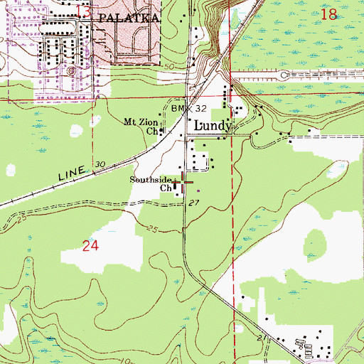 Topographic Map of Southside Baptist Church, FL