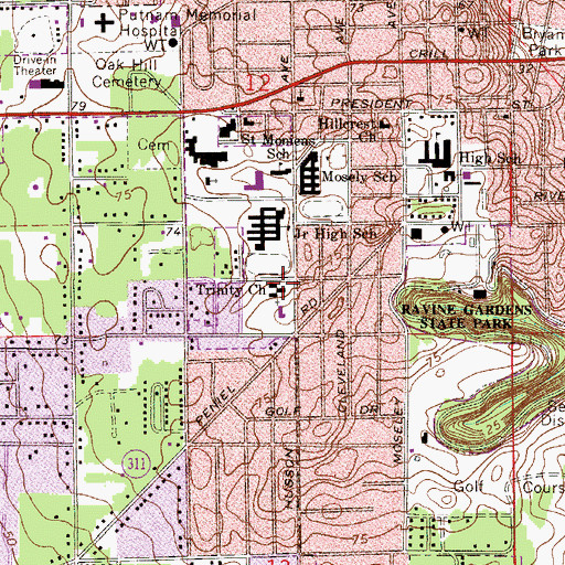 Topographic Map of Trinity United Methodist Church, FL