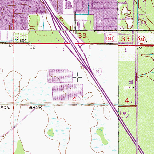 Topographic Map of Brevard Community College Palm Bay Campus Library and Science Building, FL