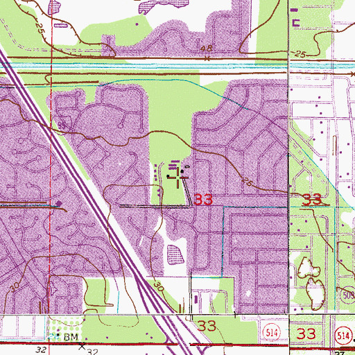 Topographic Map of Evergreen Mobile Home Park, FL