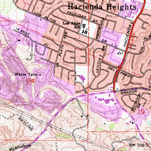 Topographic Map of Los Molinos School, CA
