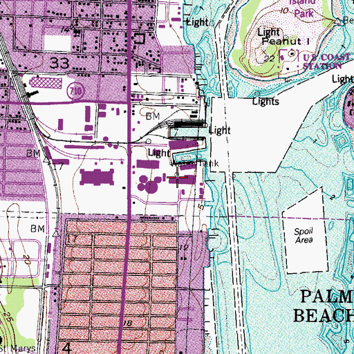 Topographic Map of Riviera Power Plant, FL