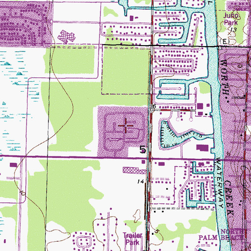 Topographic Map of Meadows Mobile Home Park, FL
