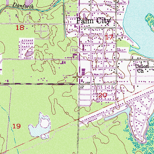 Topographic Map of Palm City Post Office, FL