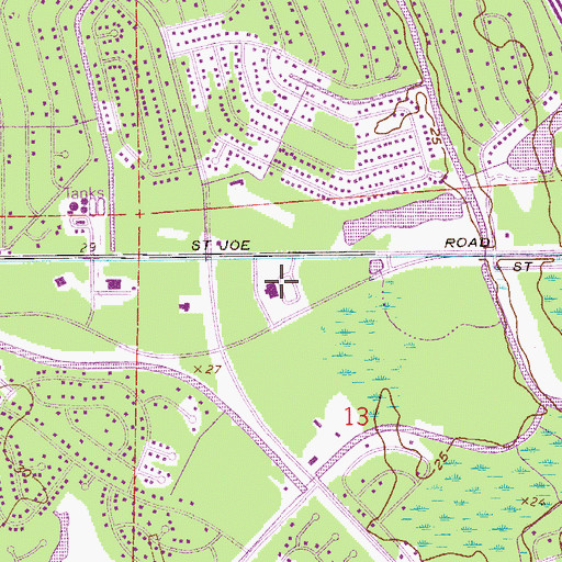 Topographic Map of Palm Coast Post Office, FL